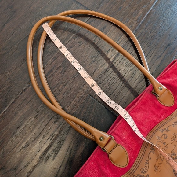 VINTAGE Disney Pooh and Tigger red canvas shoulder bag tote bag - Picture 13 of 14